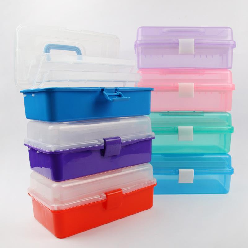 671 plastic transparent three-layer toolbox large nail tool box art calligraphy toolbox nail storage box details Picture