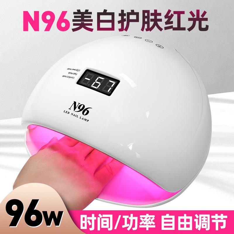 Cross-Border New Arrival 96W Red Light Heating Lamp Hot Lamp Nail Art Led Phototherapy Machine No Tingling N96 Nail Lamp Dryer full figure
