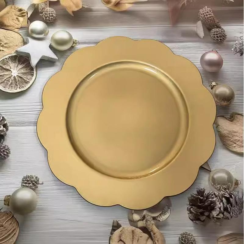 wholesale spray paint fruit plate silver good-looking customer gift decoration tray dim sum plate paint gold charger full figure
