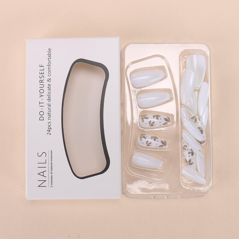 wearing nail european and american fashion minimalist flower nail art rose pink french gold foil line plum blossom foreign trade ins style nail tip Specification drawing