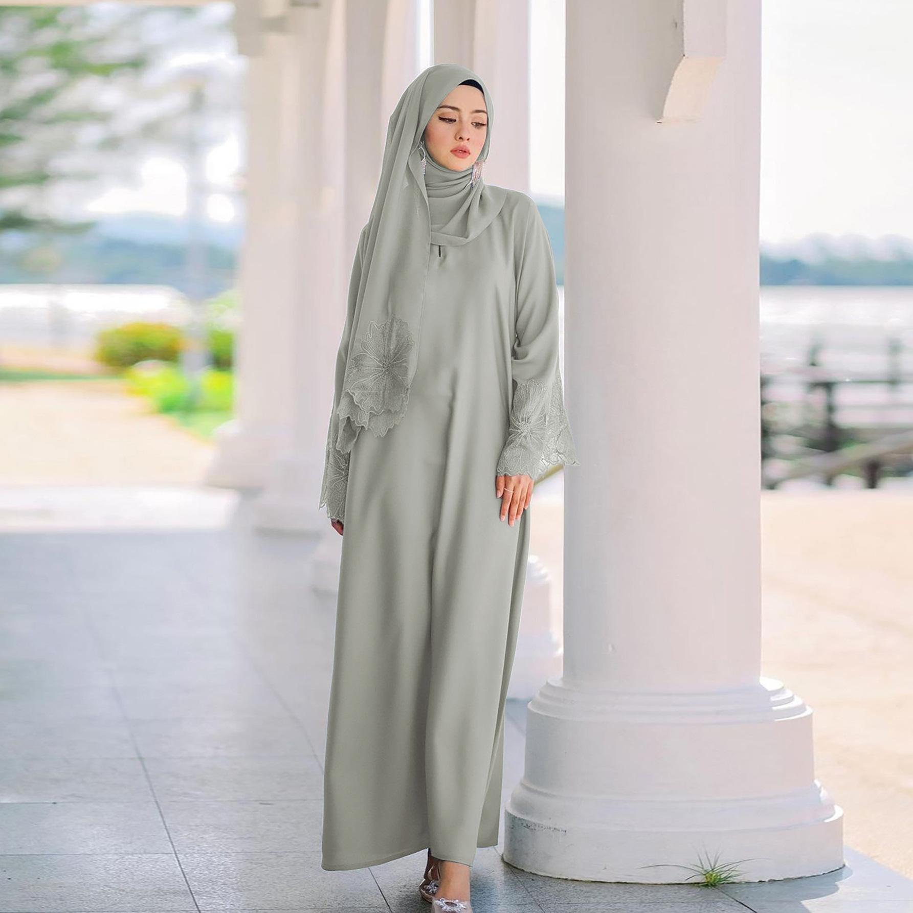 m189# diamond-free seven-color middle east foreign trade women's clothing muslim women's robes malay indonesia dress with headscarf Application Scenario