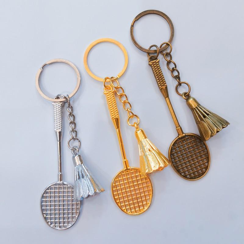 metal badminton keychain gift wholesale mini craft badminton key ring cartoon shuttlecock pendant