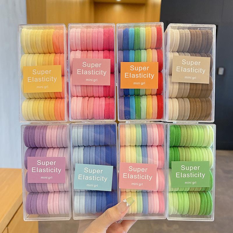 children's head rope candy color rubber band little girl tie high ponytail towel ring hair band girl tied-up hair rubber band hair accessories full figure