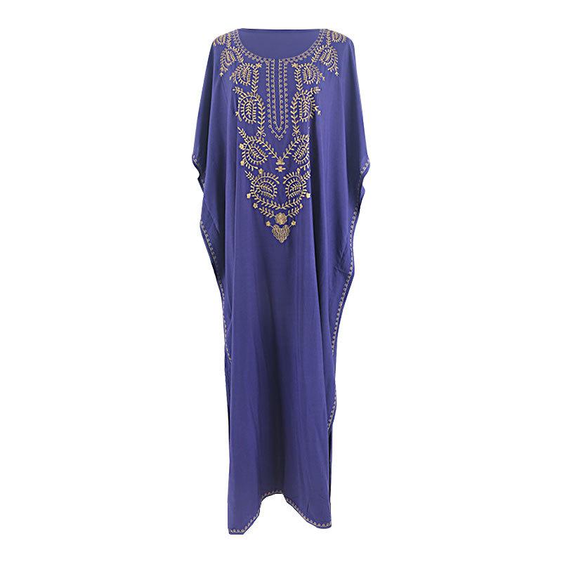 new european and american style blue embroidered vacation robe loose seaside beach dress sun protection clothing bikini swimsuit blouse Item Picture