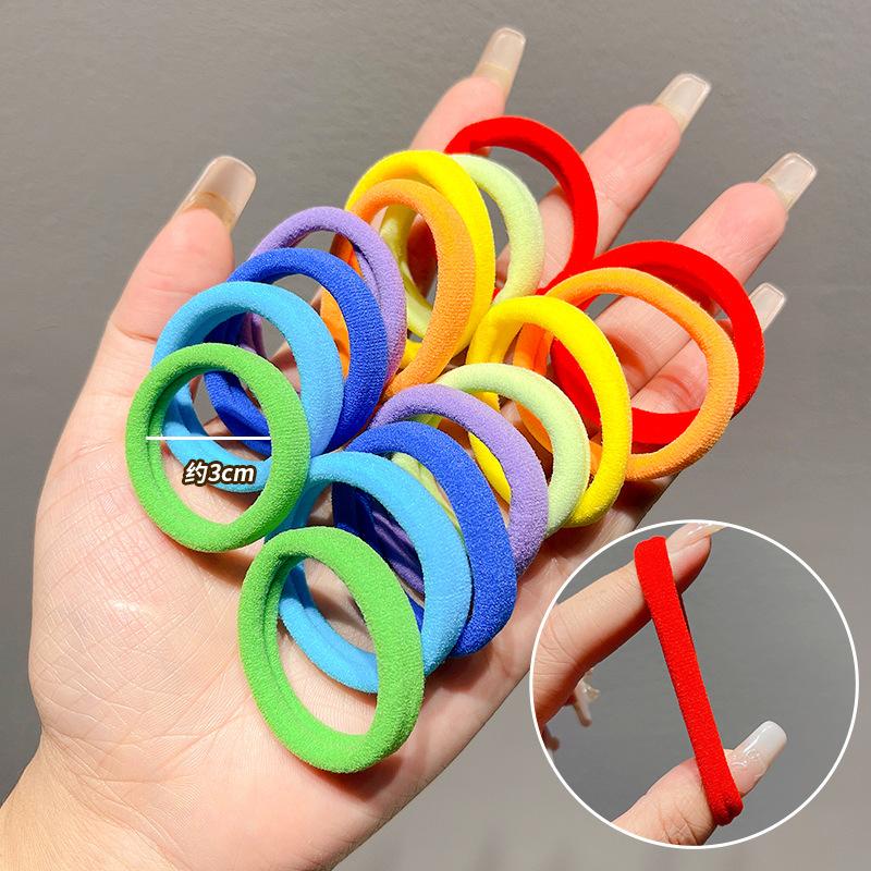 children's head rope candy color rubber band little girl tie high ponytail towel ring hair band girl tied-up hair rubber band hair accessories Application Scenario