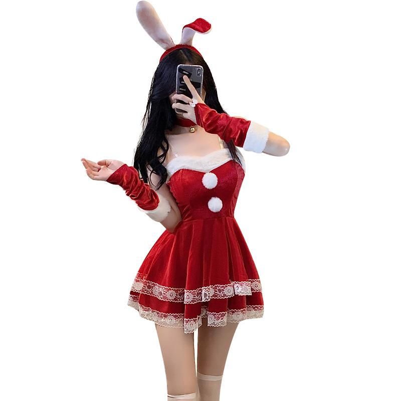 fairy fairy sexy christmas clothes pure red want lace dress suit new year battle robe role play uniform female s3 Item Picture
