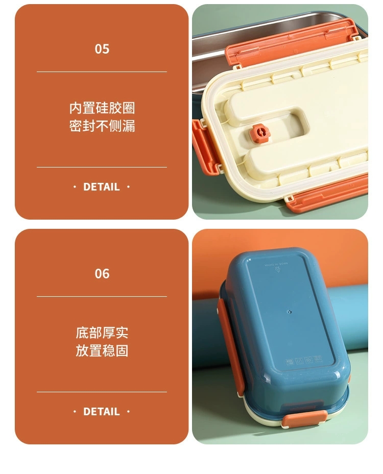 Y142-351 North European color stainless steel lunch box lunch box for students and office workers lunch box with fork and spoon lunch box undefined