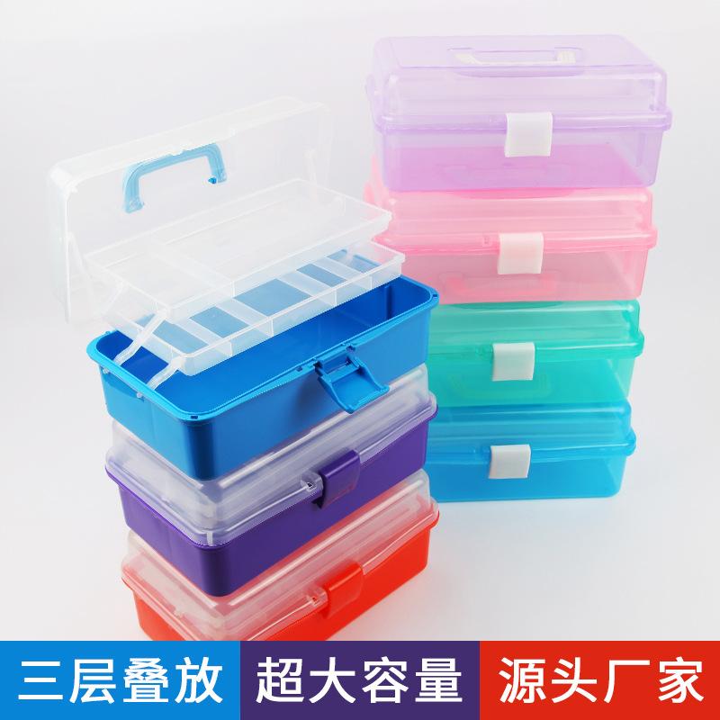 671 plastic transparent three-layer toolbox large nail tool box art calligraphy toolbox nail storage box full figure