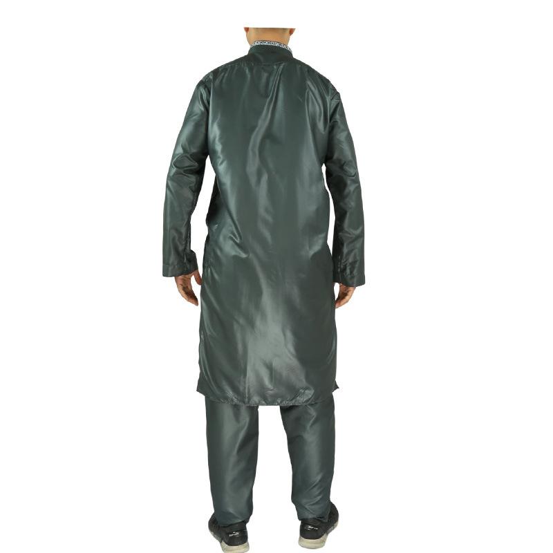 wholesale new polyester embroidered arabic robe two-piece set stand collar long sleeve slim fit fashion islamic clothing Item Picture