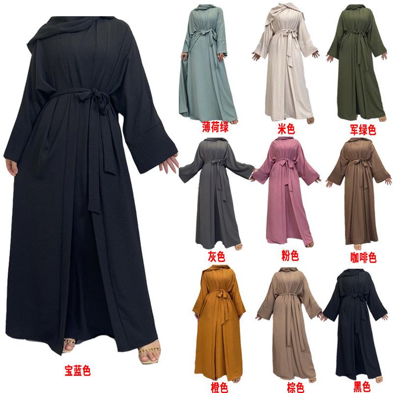 Tiktok for Cross-Border Women's Clothing 2-Piece Dress with Belt Robe Set details Picture