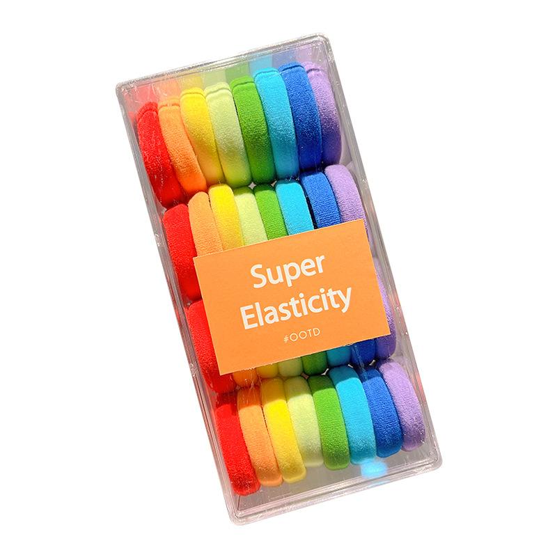 children's head rope candy color rubber band little girl tie high ponytail towel ring hair band girl tied-up hair rubber band hair accessories Item Picture