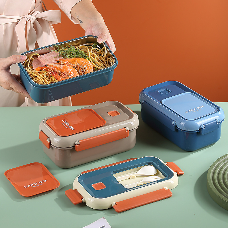 Y142-351 North European color stainless steel lunch box lunch box for students and office workers lunch box with fork and spoon lunch box details Picture