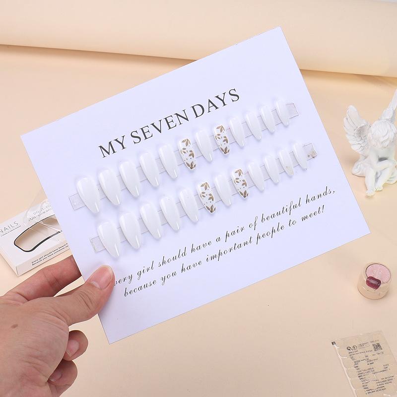 wearing nail european and american fashion minimalist flower nail art rose pink french gold foil line plum blossom foreign trade ins style nail tip Application Scenario