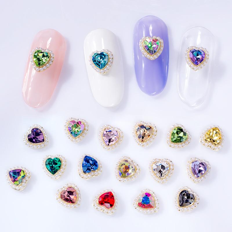 nail art love diamond three-dimensional ice through aurora champagne pink heart-shaped accessories nail accessories nail beauty ornament rhinestone full figure