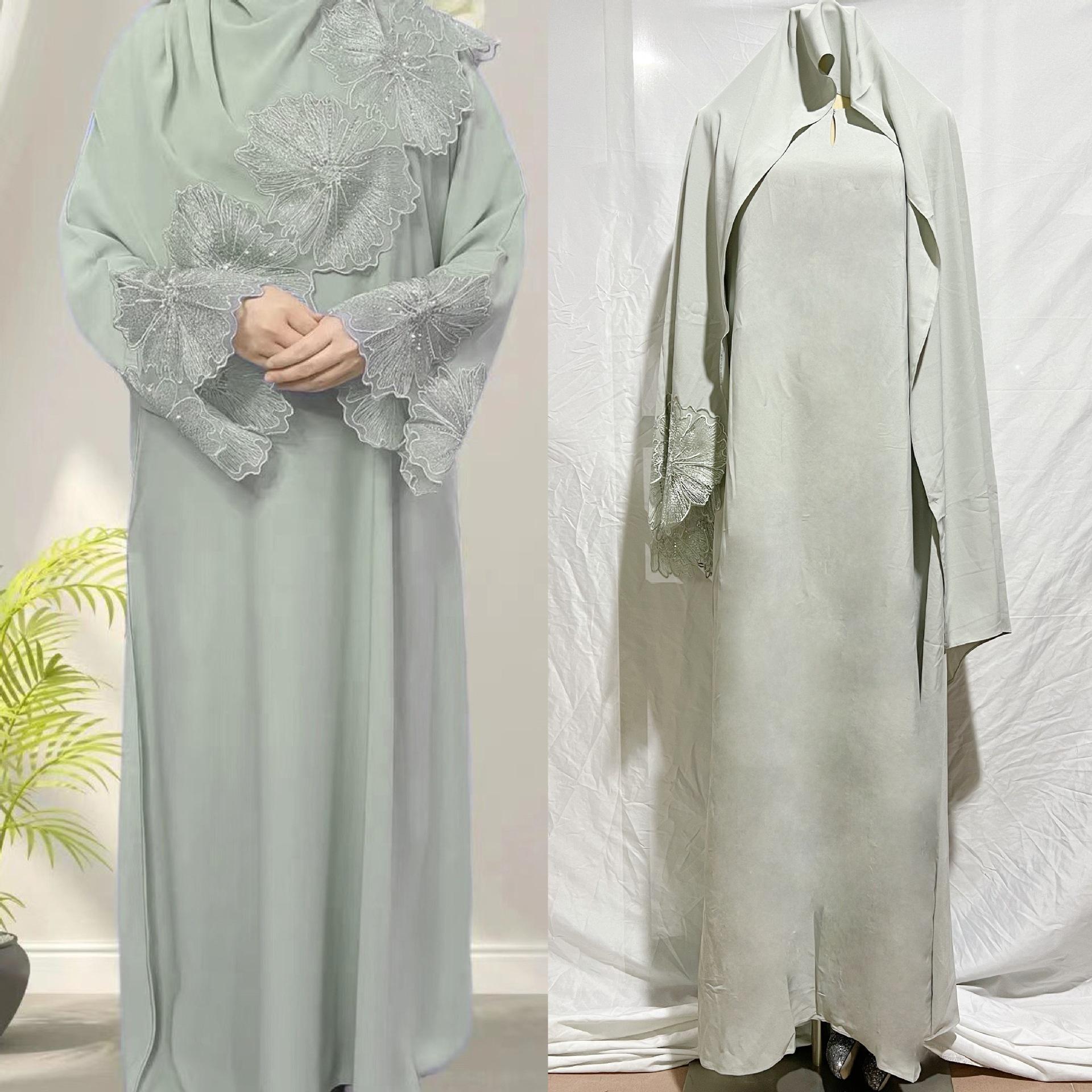 m189# four-color middle east foreign trade cross-border women's clothing muslim women's robes malay indonesia dress with headscarf Item Picture