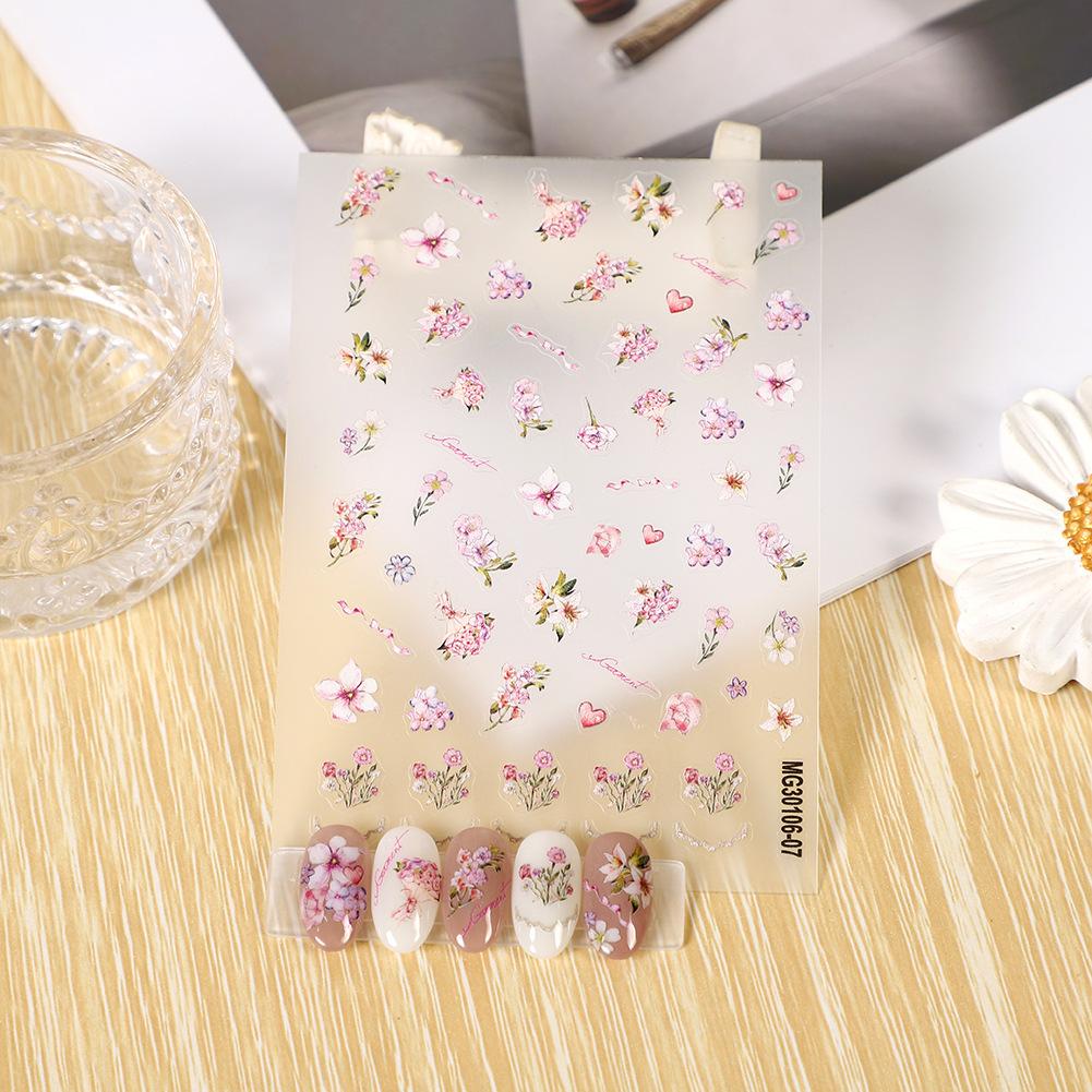 rose nail art thin tough adhesive nail sticker oil painting flower painting vintage cream floral stickers painting stickers waterproof wholesale Item Picture