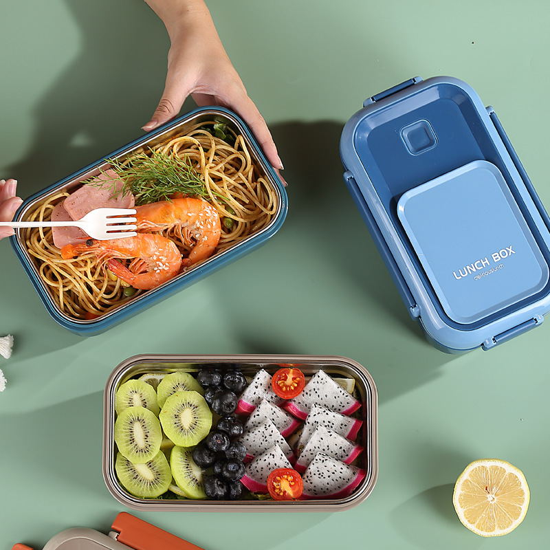 Y142-351 North European color stainless steel lunch box lunch box for students and office workers lunch box with fork and spoon lunch box full figure