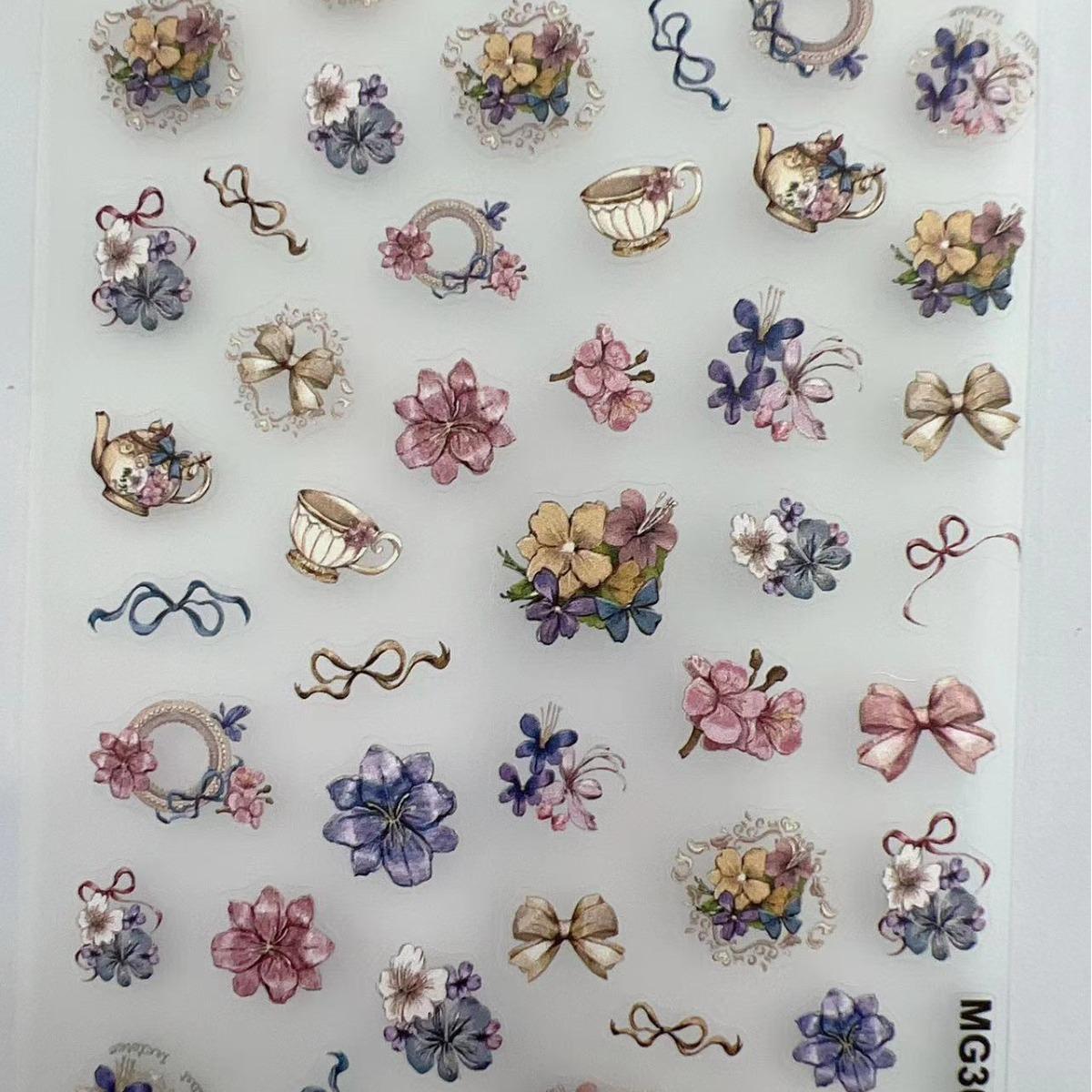 rose nail art new craft thin tough nail stickers waterproof nail sticker decorative decals ornament fresh spring flowers details Picture