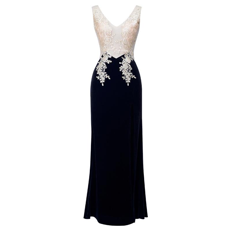 Dress Sexy Night Show Autumn and Winter Velvet Fairy Dress Women's Clothing Club Wear Sheath Long Evening Dress Delivery Item Picture