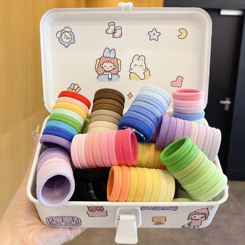 children's head rope candy color rubber band little girl tie high ponytail towel ring hair band girl tied-up hair rubber band hair accessories Specification drawing