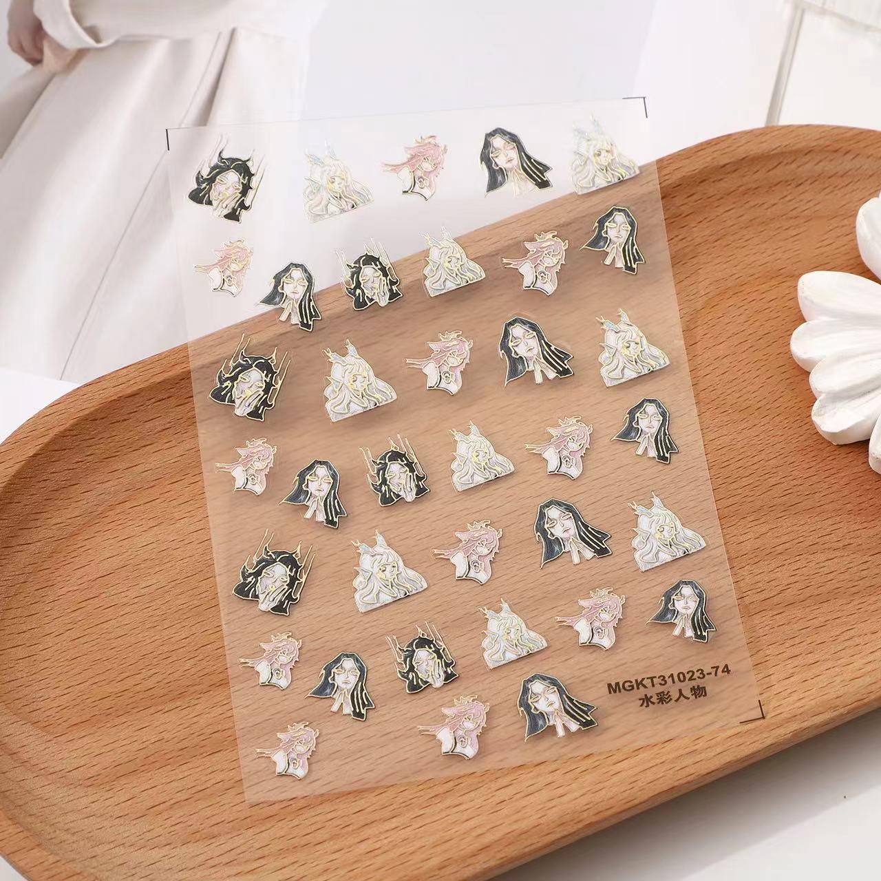 rose nail art three-dimensional relief gilding cartoon pattern nail art sticker nail ornament small accessories Item Picture