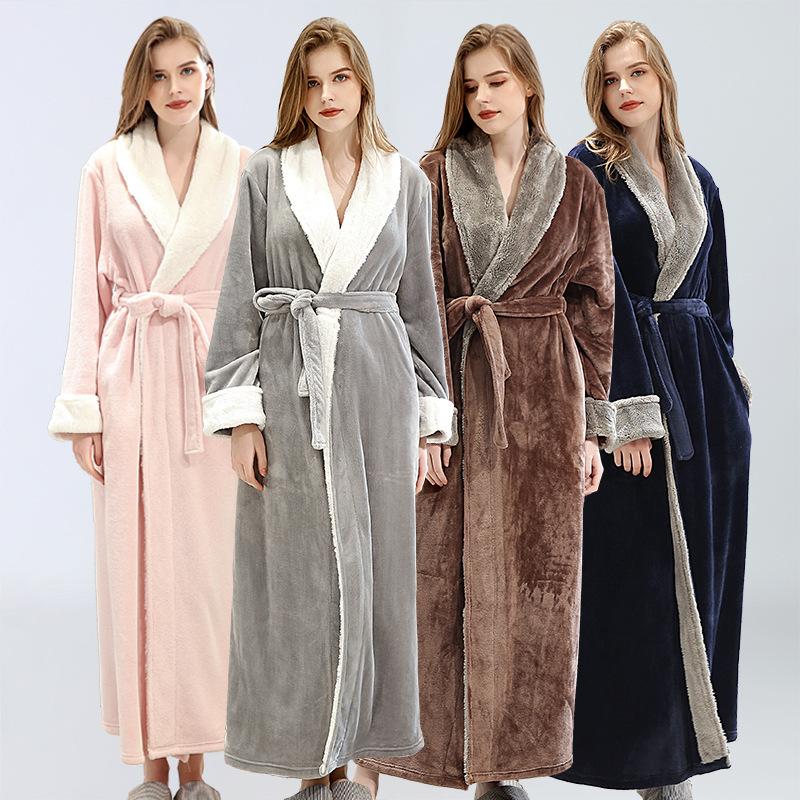 home winter thickened flannel nightgown autumn winter robe lengthened couple cross-border men's bathrobe homewear Application Scenario