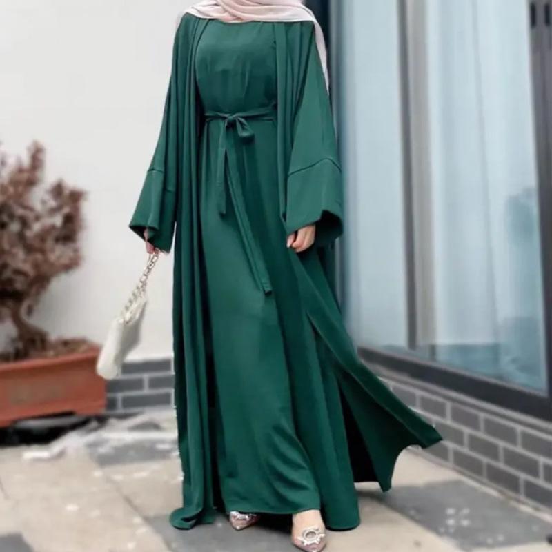 Tiktok for Cross-Border Women's Clothing 2-Piece Dress with Belt Robe Set Specification drawing