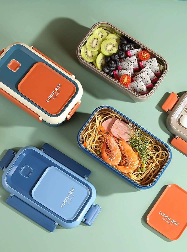 Y142-351 North European color stainless steel lunch box lunch box for students and office workers lunch box with fork and spoon lunch box undefined