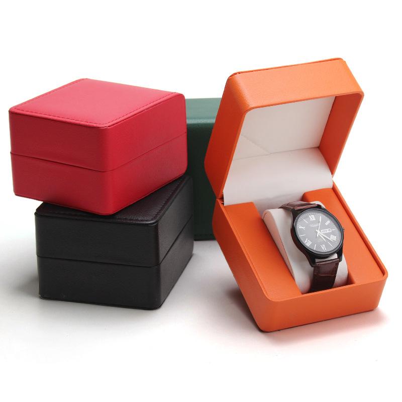 pu leather frosted rounded watch box display square box premium watch box gift storage box in stock wholesale