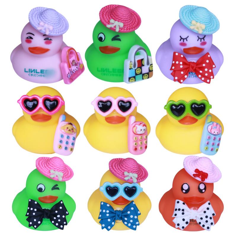 neighborhood small yellow duck gift milk tea new product no. 8 little duck toy sunglasses headdress straw cowboy hat accessories helmet details Picture