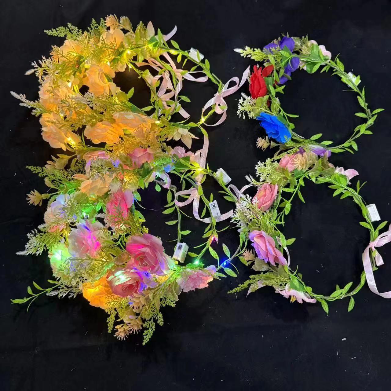 new fresh mori luminous garland children adult photography props scenic spot night market stall hair accessories headband wholesale Specification drawing