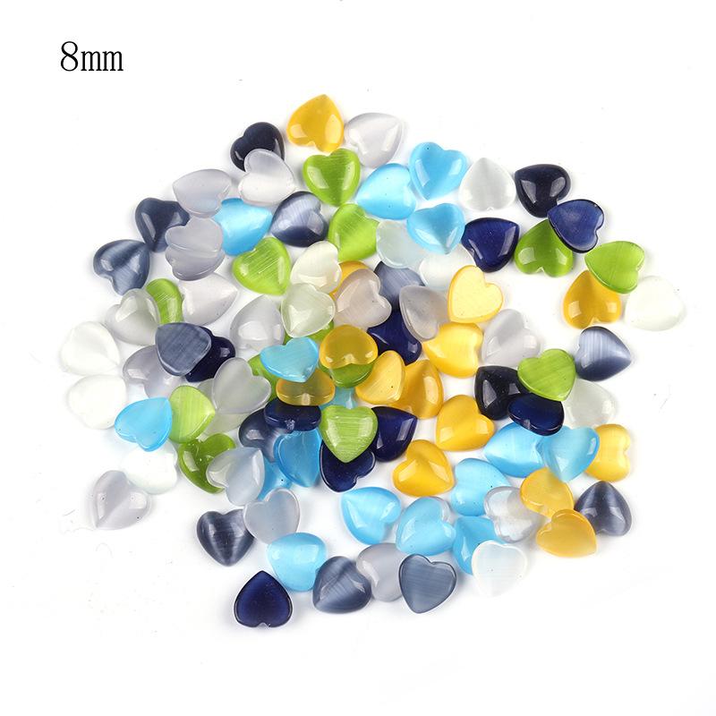 opal high-end quality a material white heart shaped flat bottom ring gem heart-shaped diy accessories love heart-shaped nail stickers Item Picture