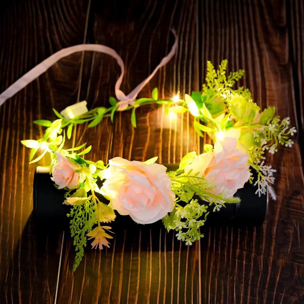 new fresh mori luminous garland children adult photography props scenic spot night market stall hair accessories headband wholesale details Picture