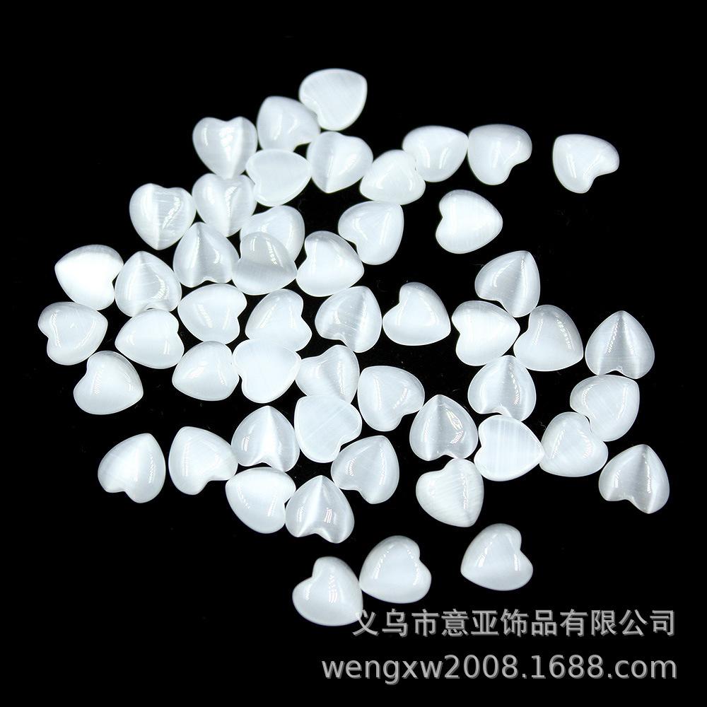 opal high-end quality a material white heart shaped flat bottom ring gem heart-shaped diy accessories love heart-shaped nail stickers Specification drawing
