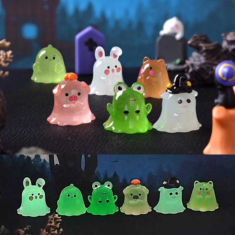halloween new cute ghost animal luminous style micro landscape gardening small ornaments car central control decorative accessories full figure