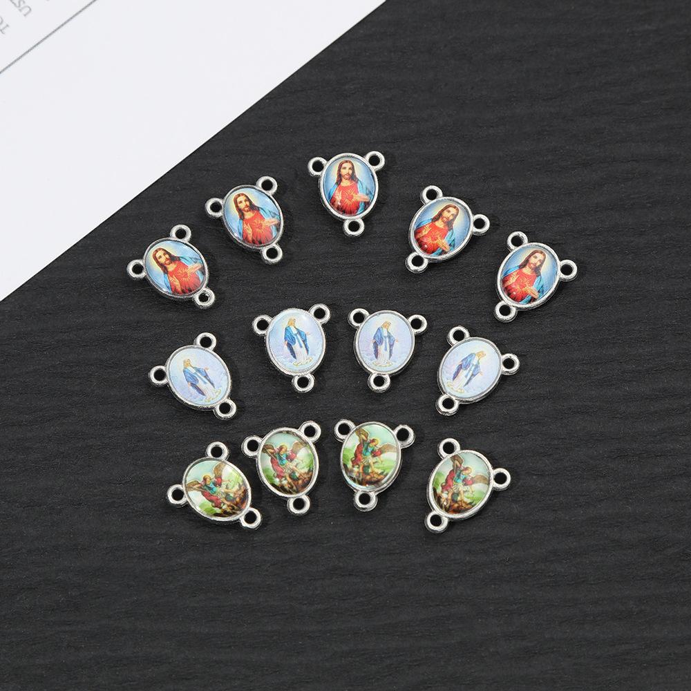 double-sided epoxy map pendant parts diy alloy decoration accessories factory virgin jesus necklace bracelet accessories details Picture