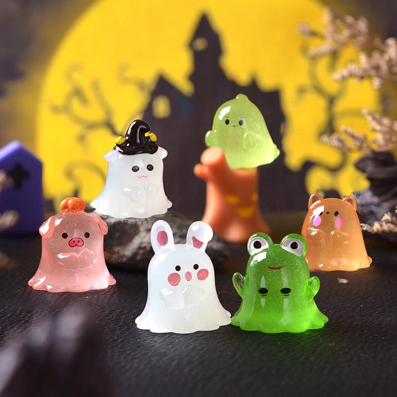 halloween new cute ghost animal luminous style micro landscape gardening small ornaments car central control decorative accessories details Picture