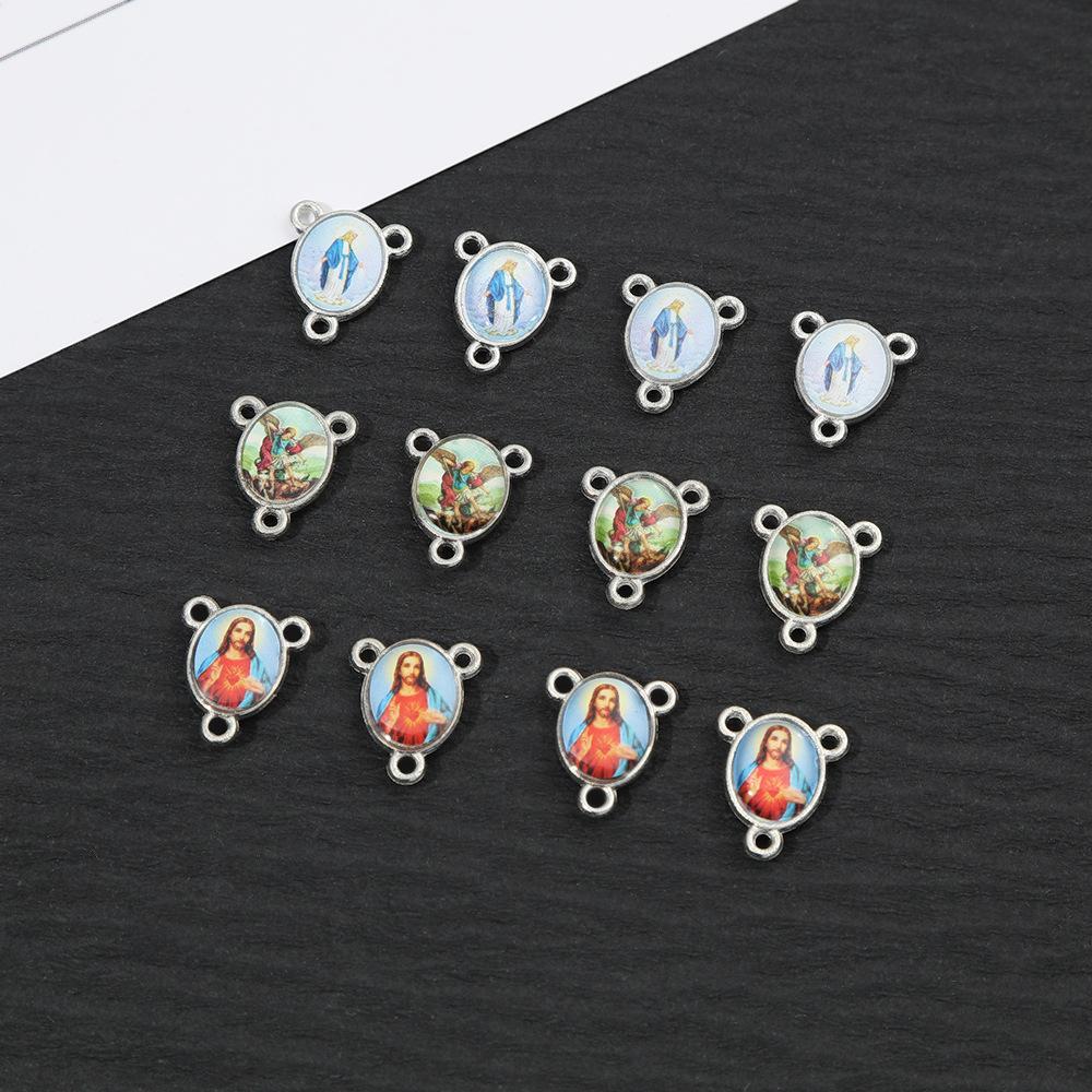 double-sided epoxy map pendant parts diy alloy decoration accessories factory virgin jesus necklace bracelet accessories full figure