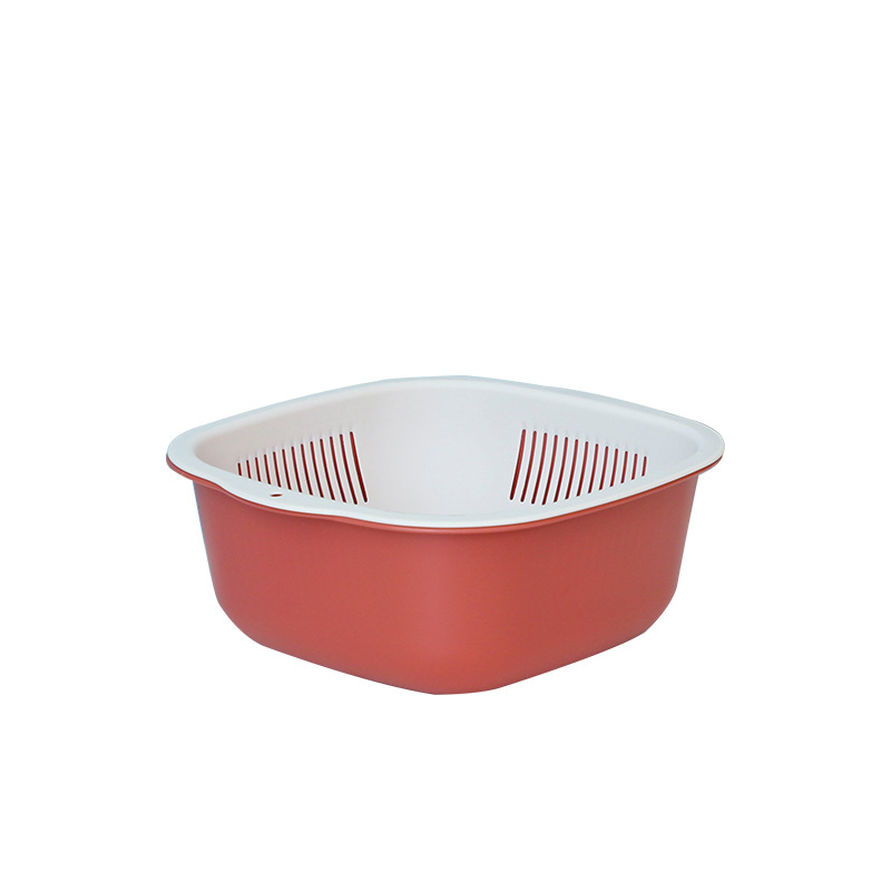 J175-Q205 Creative double layer fruit and vegetable drain basket Kitchen storage washing basket Square washing basket Application Scenario
