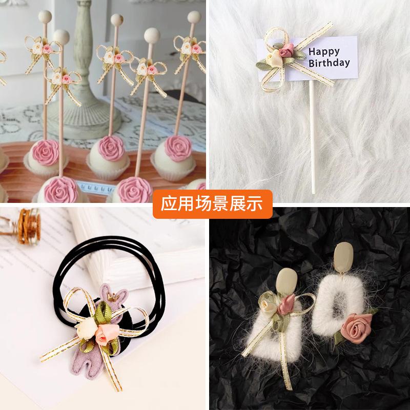 rose flower ribbon three-dimensional bow handmade diy ribbon barbie doll accessories corsage dessert decorations Application Scenario