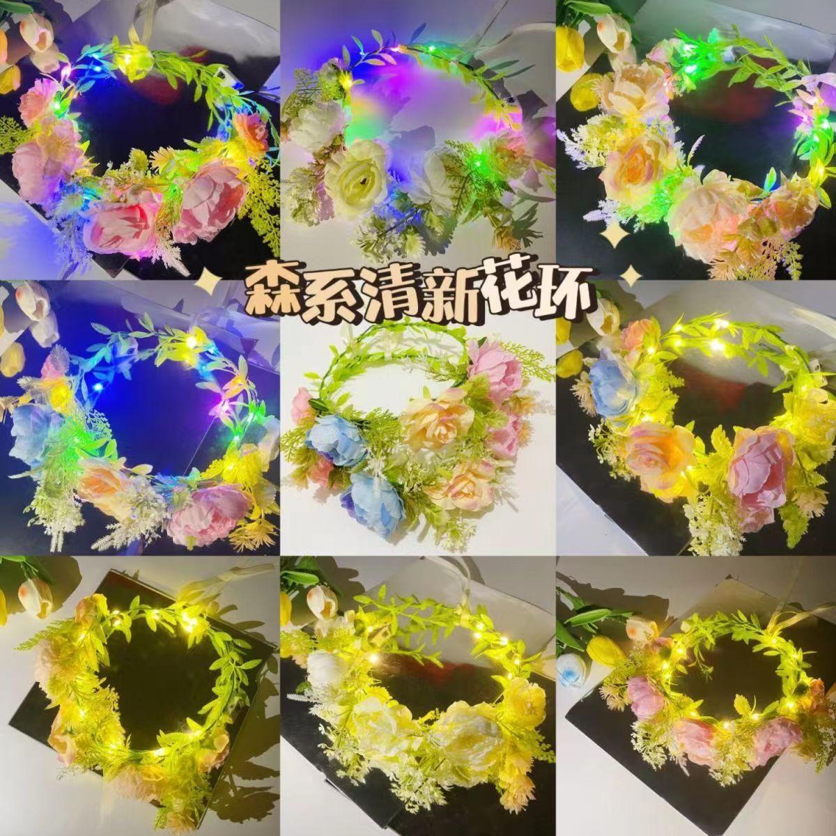 new fresh mori luminous garland children adult photography props scenic spot night market stall hair accessories headband wholesale full figure