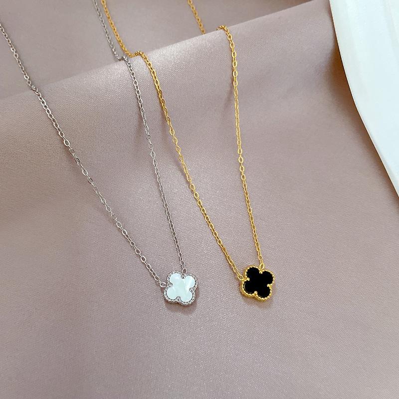 [whole titanium steel] fritillary clover minimalist furnace real gold necklace female ins internet celebrity clavicle chain accessories Specification drawing
