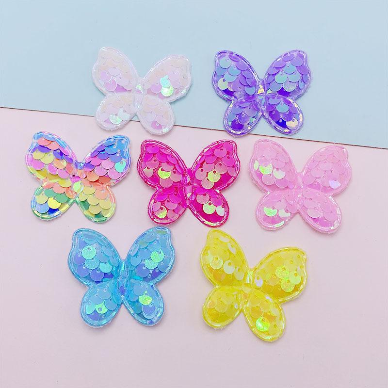 new korean sequined butterfly color fabric accessories children's hair accessories clothing accessories bag ankle sock decorative materials full figure