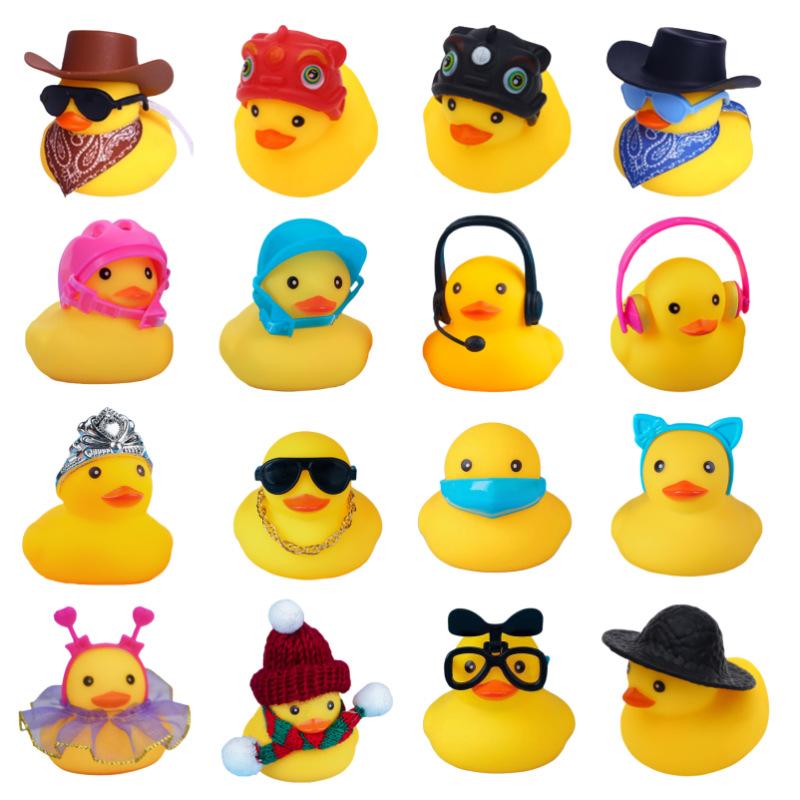 neighborhood small yellow duck gift milk tea new product no. 8 little duck toy sunglasses headdress straw cowboy hat accessories helmet Application Scenario
