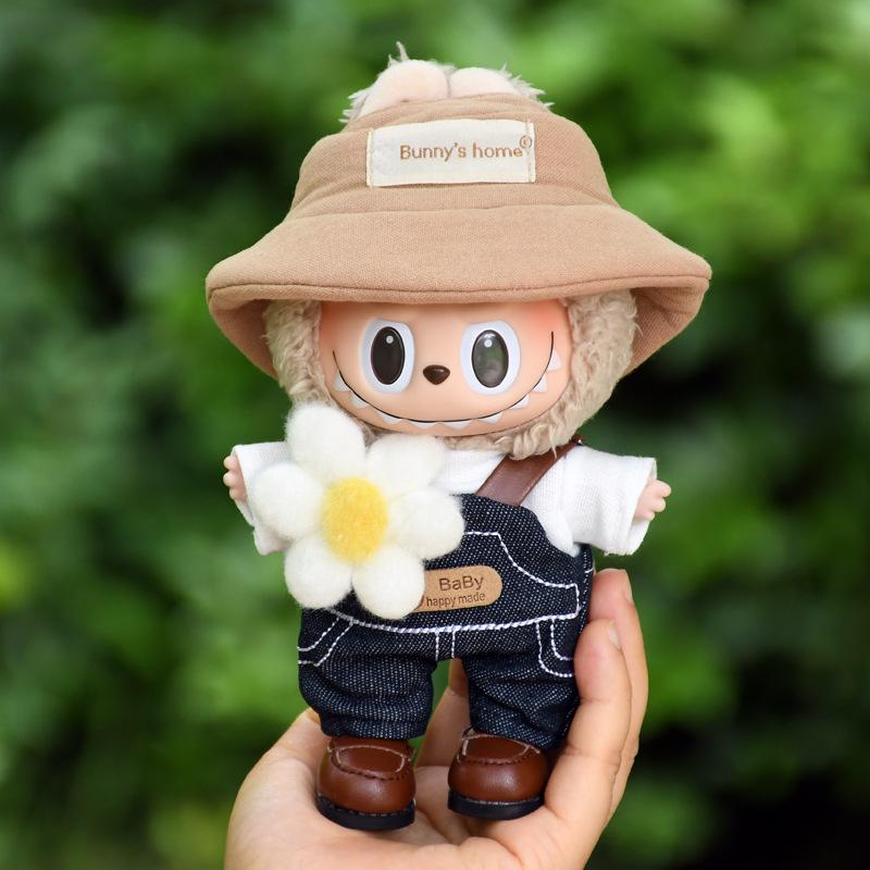clothes only] 17cm pendant automobiles curtain cloth clothes chunye suspender pants suit vinyl labubu cute doll clothes