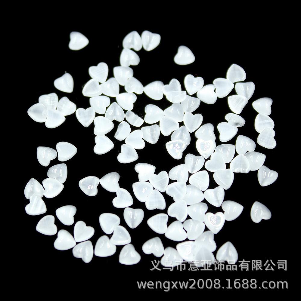 opal high-end quality a material white heart shaped flat bottom ring gem heart-shaped diy accessories love heart-shaped nail stickers details Picture