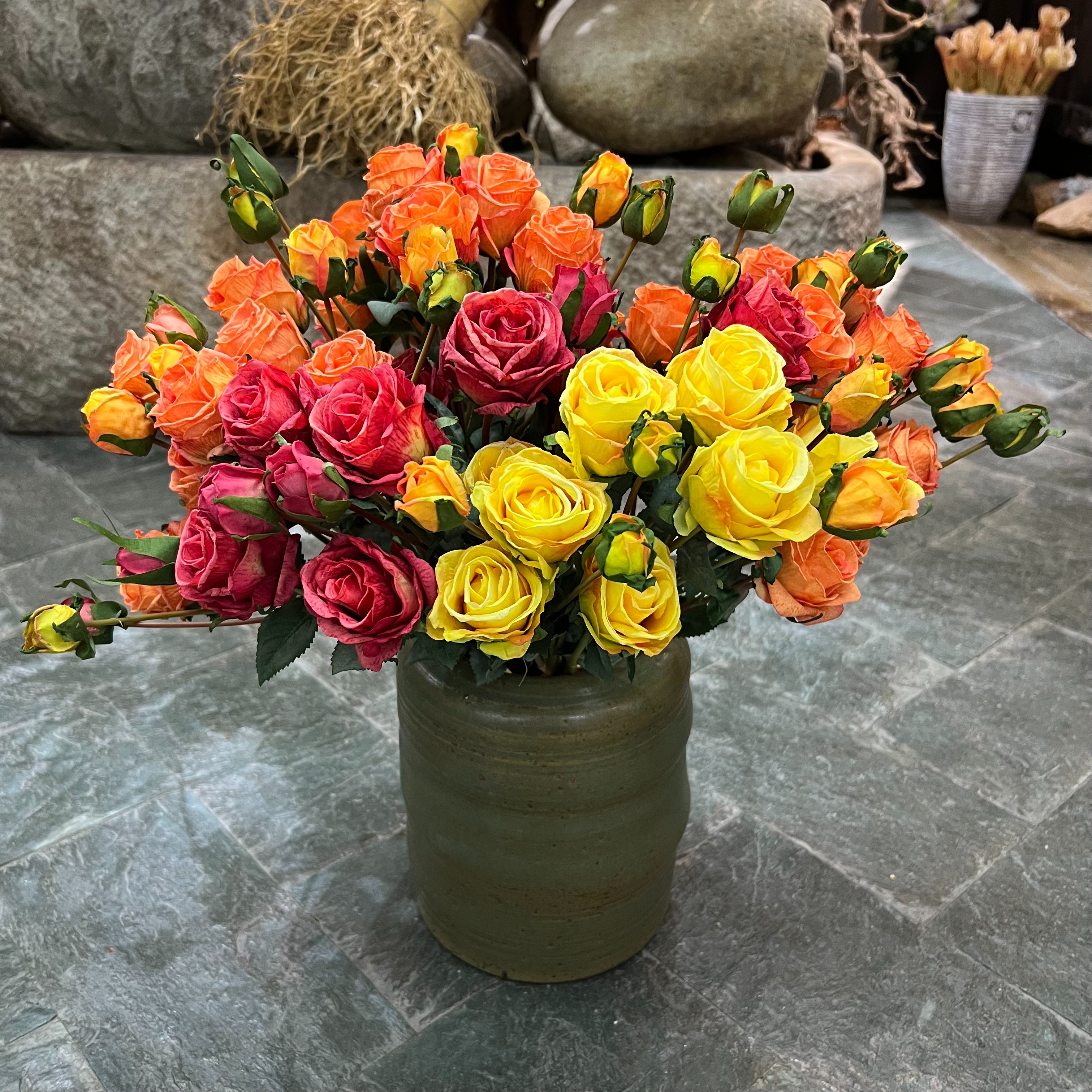 15 cabezas de rosas quemadas al horno simulación ramo de rosas con borde quemado tamarin flores hogar mesa de comedor colocación de sala de estar jarrón decoración Item Picture