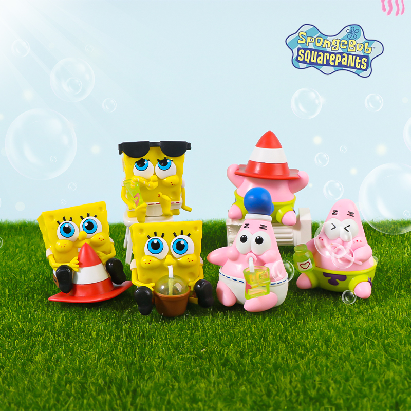 Wholesale of anime blind boxes, yellow sponges, cute pies, big star dolls, bead chains, keychains, table decorations and ornaments details Picture