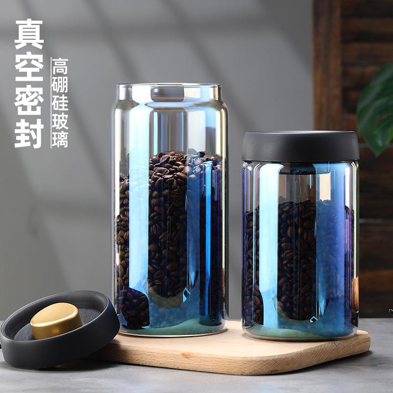 transparent borosilicate glass vacuum sealed cans multi-specification household coffee bean storage tank one-click moisture-proof storage tank details Picture