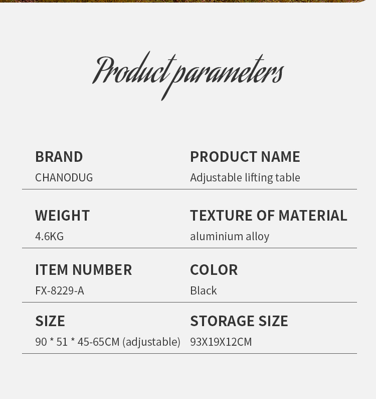 CHANODUG/夏诺多吉户外露营折叠可升降蛋卷桌详情4